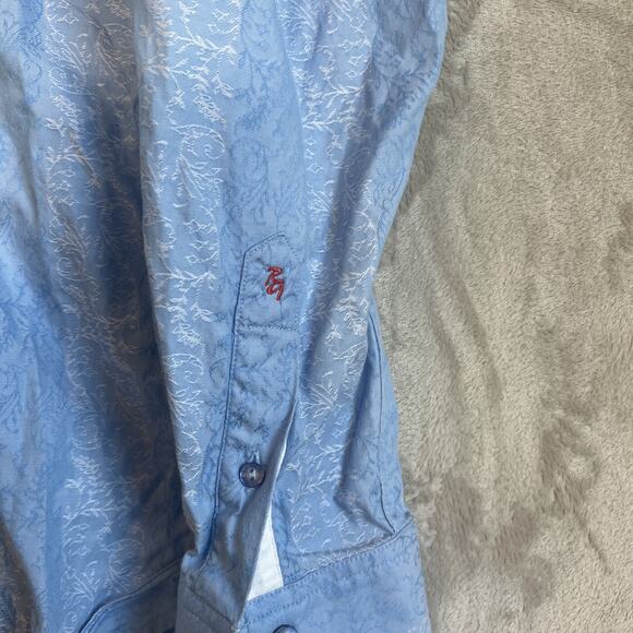 Robert Graham Shirt Mens Size M Light Blue Floral Flip Cuff Button Down - Picture 2 of 8